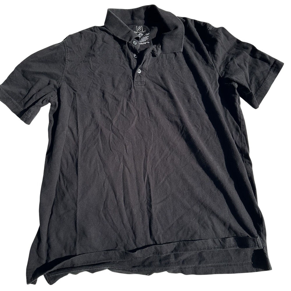 Mens Large Polo Tee GEORGE Black Cotton Silk blend short‎ sleeve shirt